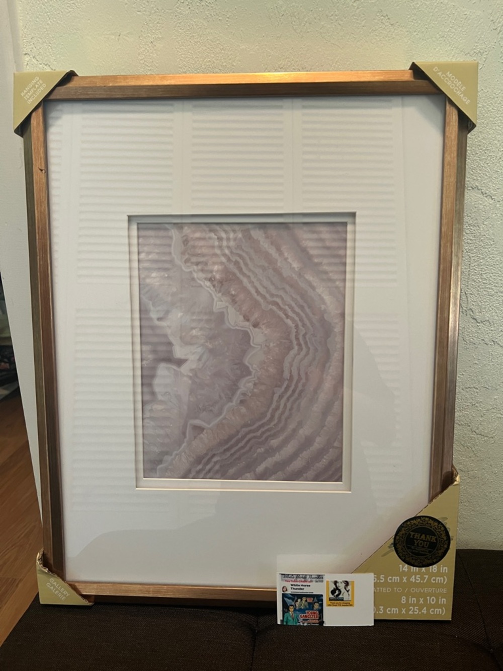 #1704* “14X18” (35.5 cm X45.7 cm) Framed Abstract Agate Wall Art in Rose Gold